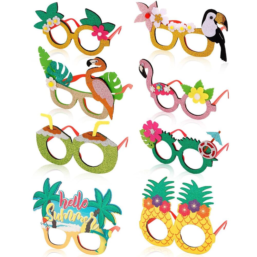 1843 Luau Party Decorations - 8 Pack Hawaiian Eyeglasses Fun Sunglasses